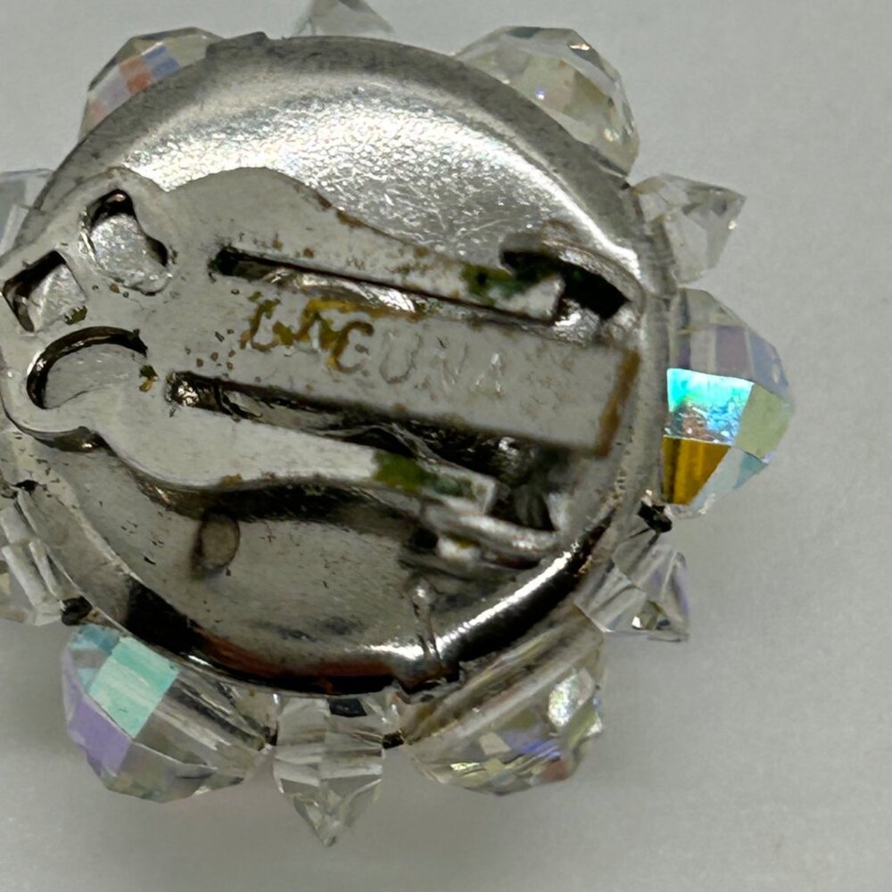 Laguna Vintage Aurora Borealis Crystal Cluster Clip-On Earrings Iridescent - Picture 3 of 16